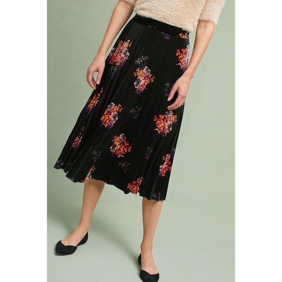 Anthropologie Maeve Nilla Floral Velvet Skirt - Picture 2 of 4